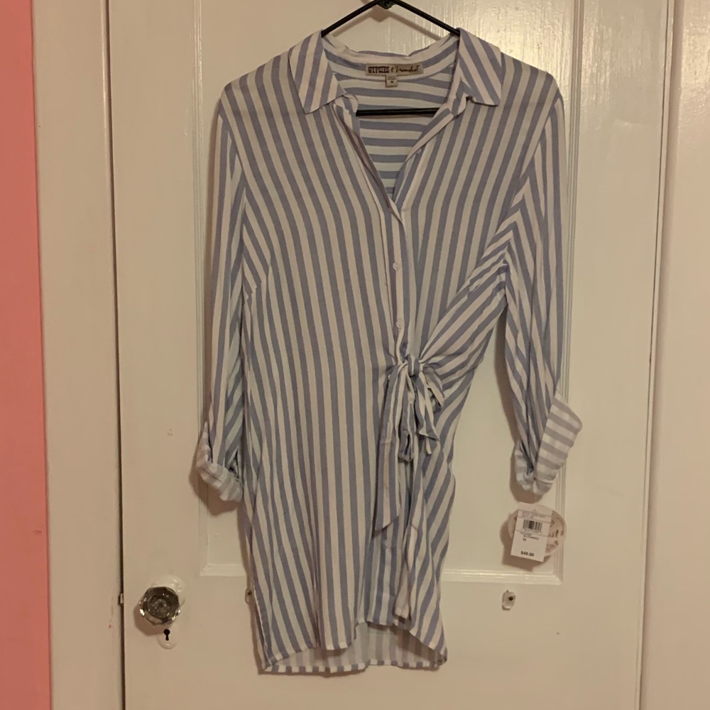 Blue and white dress